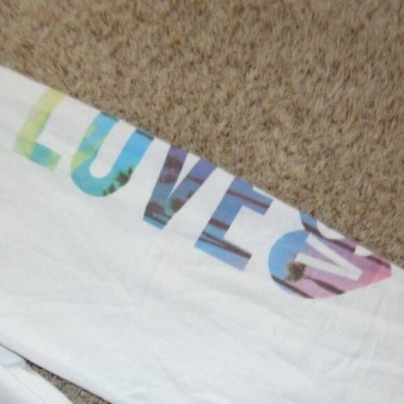 Womens Victorias Secret Pants Medium White Elastic Waist Sequined Sweatpants - Picture 3 of 5